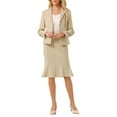 thumbnail image 2 of INSPIRE CHIC Women's 2 Piece Skirt Suit Set 2025 Trendy Work Blazers and Fishtail Pencil Skirts S Beige, 2 of 5