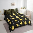 thumbnail image 3 of Manfei Cartoon Duck 7-Piece Twin Bedding Sets,Polka Dots Bedding Comforter Set,Black Yellow Breathable Sheet Sets,Lightweight Animal Room Decorative,Reversible, 3 of 7