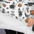thumbnail image 3 of Oversized Wearable Blanket Hoodie,White Halloween Witch Pumpkin Pattern Sherpa Blanket Hoodie with Super Pockets,Super Warm Fuzzy Pullover for Women & Men, 3 of 6