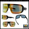 thumbnail image 2 of Locs Color Mirror Oversized Wrap Around Gangster Plastic Biker Sunglasses [Orange Mirror], 2 of 7