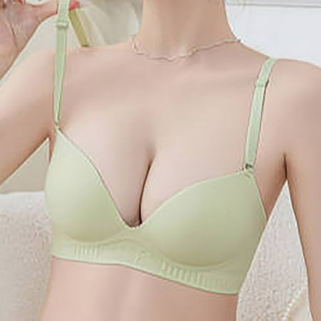 Wireless Bras for Women  Xunlbb Women s Gathering Underwear Sexy Lace Soft Steel Ring Adjustable Bra(Green S)
