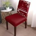 thumbnail image 3 of Chair Covers for Dining Room Set of 8,Merry Christmas Happy New Year Stretch Seat Protector Removable Washable Chairs Slipcovers for Kitchen Banquet Wedding Hotel,Snowflakes on Red, 3 of 6