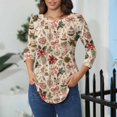 thumbnail image 4 of Lumtrix Christmas 3/4 Sleeve Crewneck Shirt Women Xmas Holiday Funny Christmas Pattern Tee Winter Family Party Matching Shirt Purple Pink S, 4 of 7