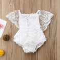 thumbnail image 2 of Cotton Bow Cute White Rompers Infant Baby Girl Clothes Lace Floral Ruffles Romper Party Outfits, 2 of 6