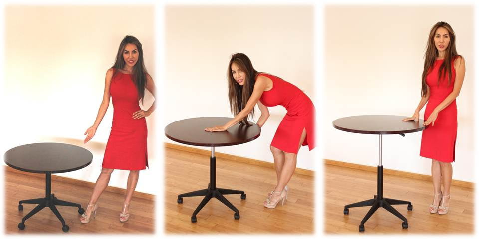 Cherry 30 Inch Mobile Round Table, 30 Inch Round Table