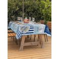 thumbnail image 3 of Outdoor Tablecloth with Umbrella Hole for Patio/Picnic/Party/Camping, Summer Ocean Waterproof Table Cloth Rectangle Table Cover Washable, Blue Coastal Fish Food Wine Crab Sailboat (60"x 120"), 3 of 8