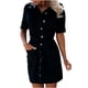 thumbnail image 1 of Vestido de mezclilla delgado con lazo de manga corta con botones a la moda de verano para mujer Fridja  bnh1595, 1 of 5