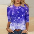 thumbnail image 2 of 3/4 Length Sleeve Womens Christmas Tops Casual Loose Fit Crewneck T Shirts Cute Xmas Santa Claus Graphic Tees, 2 of 5