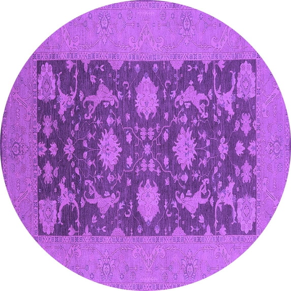 Ahgly Company Indoor Round Oriental Purple Industrial Area Rugs, 7' Round