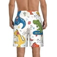 thumbnail image 3 of Kll Dinosaur Listening To Music Men'S Casual Summer Beach Shorts Hawaiian Shorts With Pockets-Medium, 3 of 9