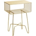 thumbnail image 5 of ZXNYH Steel Side Table Nightstand with Storage Shelf Basket for Bedroom, Living Room, Home Office; Rustic Bedside End Table, Industrial Modern Accent Furniture - Concerto Collection - Bronze, 5 of 5