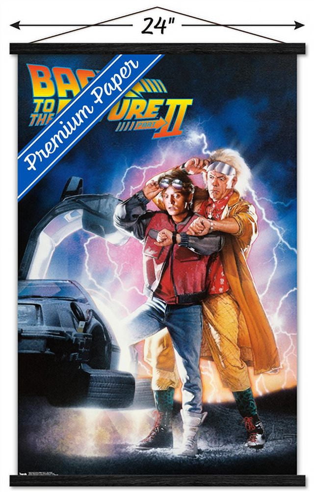 Back to the Future Part II - One Sheet Wall Poster with Wooden Magnetic Frame, 22.375" x 34"