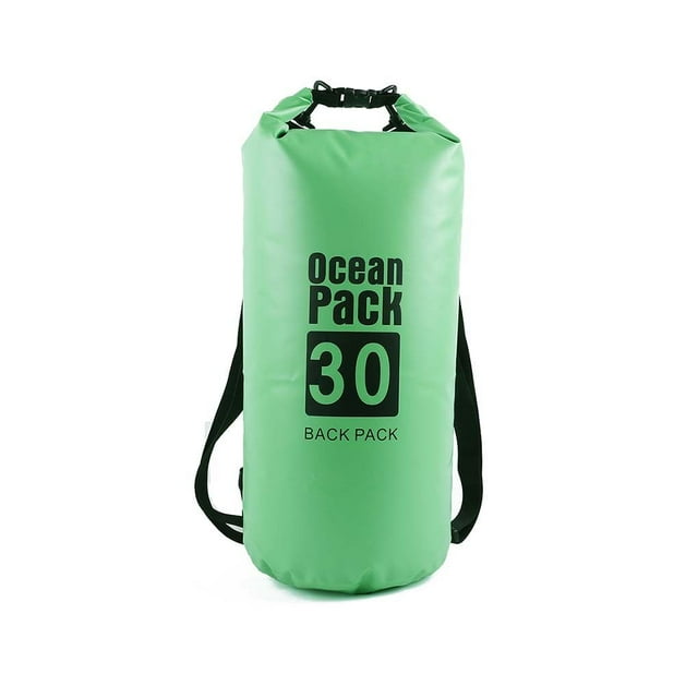 Waterproof Bags Multifunctional Outdoor Backpack Large-Capacity Equipment Foldable Kayak Rafting Bag Pool Beach Sports Green 30L Shoulders