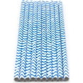 thumbnail image 2 of Pack of 300 Sky Blue Chevron Biodegradable 4-Ply Paper Drinking Straws (Compostable, Non-toxic, BPA-free), 2 of 3