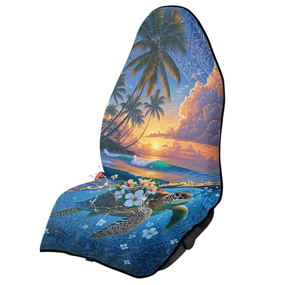 Binienty Sea Turtle Car Seat Cover Washable Sweat Towel For Gym Yoga Swimming Anti-Slip Tropical Palm Tree Waterproof Car Seat Protector for SUV Truck Sedan