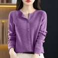 thumbnail image 2 of Bibifish Womens Sweaters Solid Long Sleeve Botton Down Cardigan Autumn Winter Round Neck Long Sleeve Base Solid Color Loose Sweaters, 2 of 5
