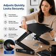 thumbnail image 5 of WorkEZ Best Adjustable Aluminum Laptop Stand and Lap Desk for Bed, Couch and Desk with Mouse Pad, Black, 5 of 9
