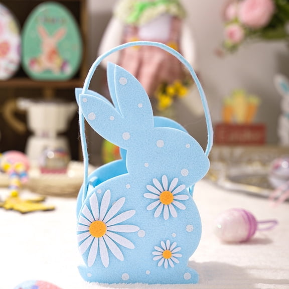 AuroraX Easter Bunny Basket,Candy Bags Reusable Cute Gift Bags,Party Favors Easter Merchandise Blue Small Business Party Supplies Easter Decor