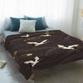 thumbnail image 4 of Japanese Style Blanket Soft Cozy Warm Twin Blanket for Bed, Plush Fuzzy Flannel Fleece Blankets for Sofa, Vintage Cranes Ocean Wave Black Grey Throw Blankets for Couch, Gifts for Men, 60"x80", 4 of 9