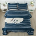 thumbnail image 2 of Andency Quilts for King Bed, 3 Pieces Navy Blue Soft Lightweight Boho Striped Bedspreads for King Size Beds, All Seasons Reversible Coverlet Bedding Sets(106"x 96" Quilt & 2 Pillowcases), 2 of 8