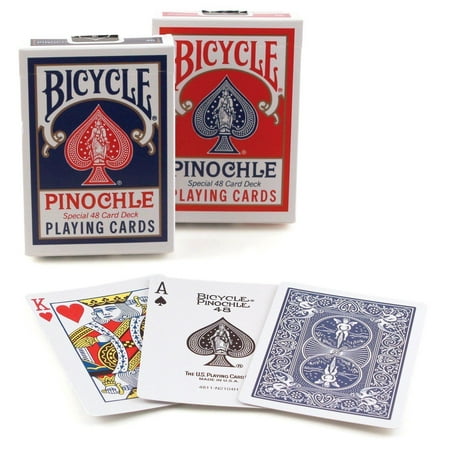 2 Decks Bicycle Rider Back Standard Pinochle Playing Cards Red and