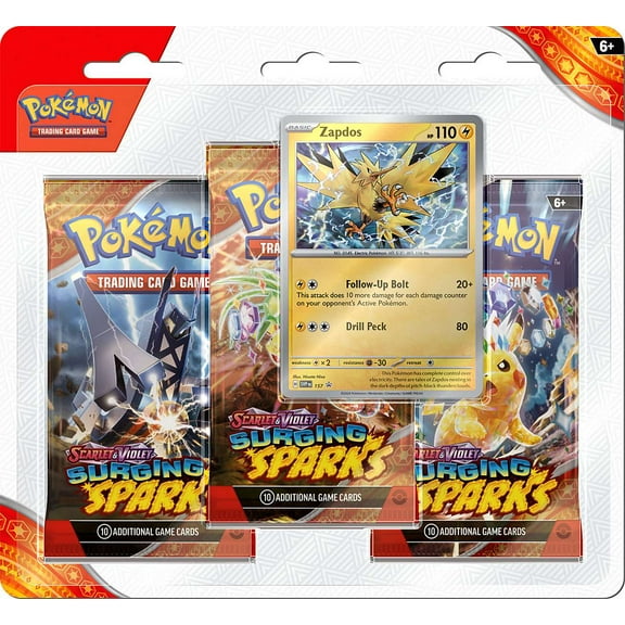 Pokemon Scarlet & Violet Surging Sparks Zapdos 3-Booster Blister Pack (3 Booster Packs & 1 Foil Promo Card)