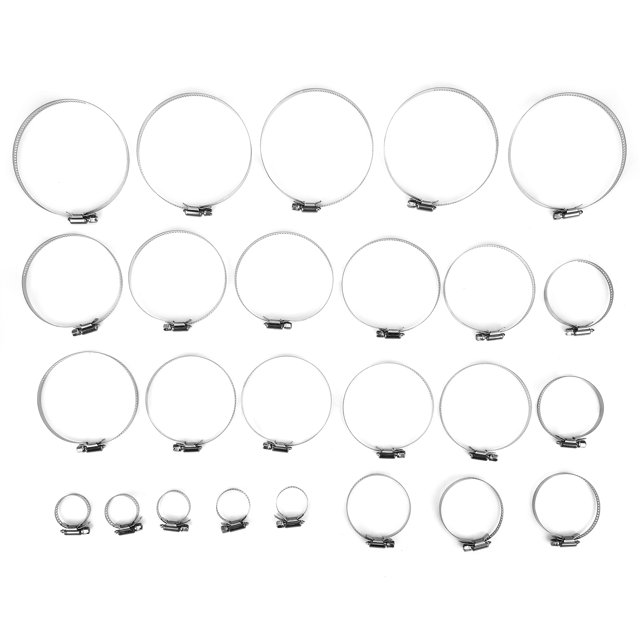 Abrazadera De Tubería Clip De Manguera 25pcs Abrazadera De Tubo De Manguera Anticorrosión 304 Juego De Surtido De Clips De Sujeción De Acero Inoxidable Tipo Americano Fyydes Stainless Steel Hose Clamp