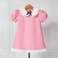 thumbnail image 5 of MEZZALL Kids Straight Dress Short Puff Sleeve Ruffle Collar Hem Design Girls Princess Style Holiday Outdoor Party Sundress Versatile Dresses, 5 of 9