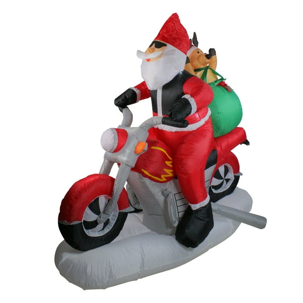 6.5' Inflatable Santa Claus on Motorcycle Lighted Christmas Yard Art