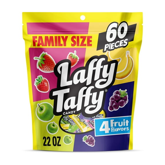 Laffy Taffy Assorted, Mini Bars, Chewy Candy in a Variety of Fruity Flavors, 22 oz Bag
