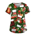thumbnail image 2 of Hearthz Christmas Scrubs Tops Plus Size Stretch Women Scrubs Top V Neck Short Sleeve Nursing Uniform with Pockets S-5xl, 2 of 4