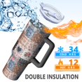 thumbnail image 5 of 40oz Pioneer Flower Floral Print Pattern Insulated Tumbler with Handle, BPA-Free Leak Proof Lid and Straws, Double Wall Vacuum, Hot 12h/Cold 34h, 5 of 6
