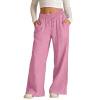 Fesfesfes Girls Cotton Linen Wide Leg Pants Loose Fit Drawstring Trousers with Pockets, Lightweight Summer Casual Bottoms for School Vacation and Everyday Wear Ages 5-14 Years
