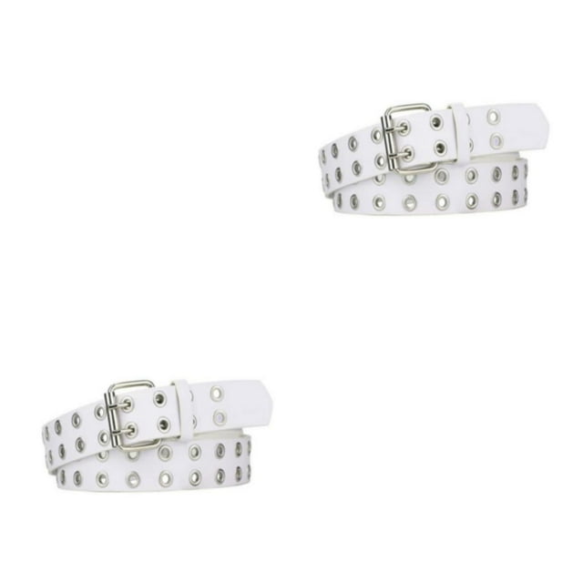 Youkk All Trend Match Alliage Boucle Ceinture pour Femmes Jeans Style Classique Ceinture Parti Punk Pin Robe Blanche 105cm 2Set