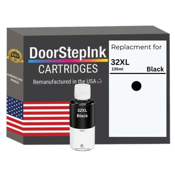 Remanufactured DoorStepInk Brand Replacement For HP 32XL (1VV24AN) 135 ml Black Ink Bottle Made in the USA