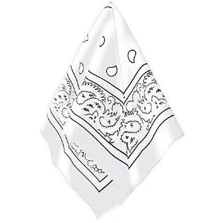 Multi-Purpose Bandana Western Cowboy Costume Party Headwear White Fabric 20 x 20 .