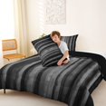 thumbnail image 4 of Manfei Pixel Vertical Streak Queen Comforter Set, Black White Block Comforter Sets Queen, Black White, Black Reversible 3-Piece, 1 Comforter and 2 Pillowcases, 4 of 6