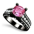 thumbnail image 2 of Rag Jewels 925 Sterling Silver 2.30 Ct Cushion Cut Pink Sapphire Engagement Wedding Christmas Thanksgiving Halo Ring 14K Black Gold Plated For Women's -8.5, 2 of 3