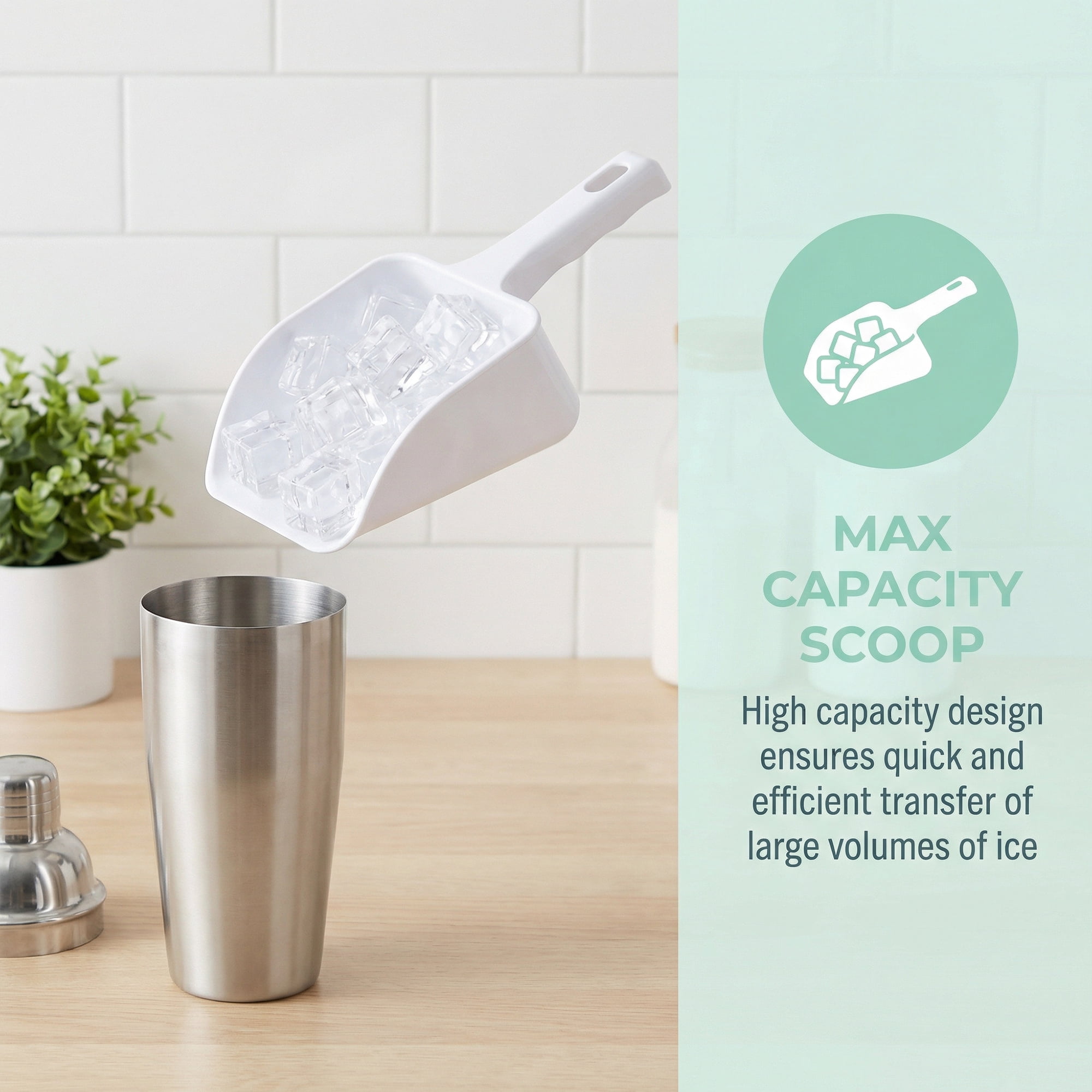 Unique Bargains Easy Clean Plastic Kitchen Use Ice Scoop White-1PCS 9.1*4.1inch