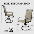 thumbnail image 4 of Patio Swivel Chairs Set of 2, Waterproof Outdoor Dining Chairs with All-Weather Textilene Mesh, High Back Rocker Chairs for Deck, Garden, and Backyard (Beige), 4 of 8