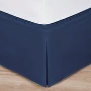 Twin XL Size Navy Luxury Hotel Bed Skirt Tailored Pleat, 14" Drop