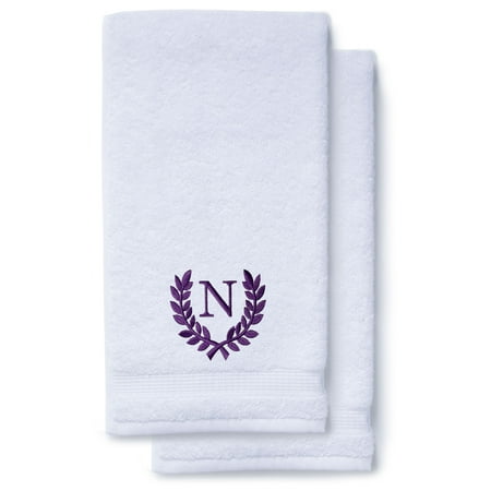 

Monogrammed Hand Towels for Bathroom Kitchen Makeup | Personalized Gift for Wedding-Bridal | Roman Font Custom Luxury Turkish Towel | Spa Collection Oversized 16 X 30 Inch Set of 2