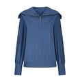 thumbnail image 4 of Babysbule Womens Casual Tops Solid Color Lapel Neck Long Sleeve Loose T-Shirt Blouse Pullover Tops, 4 of 9