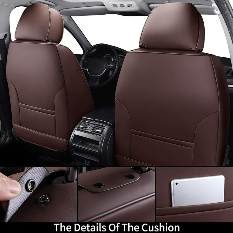 Coverado Full Set Brown Car Seat Covers Set, 5 Seats Waterproof