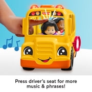Fisher-Price Little People School Bus Musical Toddler Toy Vehicle with 2 Figures