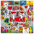 thumbnail image 3 of Paquete de pegatinas Keith Haring Anime, 50 unidades, vinilo impermeable, 3 of 4