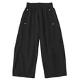 thumbnail image 4 of SGFCWSX Girls Wide Leg Pants Elastic Waist Loose Fit Casual Pants with Pockets Lightweight Summer Trousers for Kids Black Size 5 Years, 4 of 5