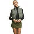 thumbnail image 2 of Love Tree Women's Juniors Cropped Faux Leather Puffer Vest  (Olive, Large), 2 of 4