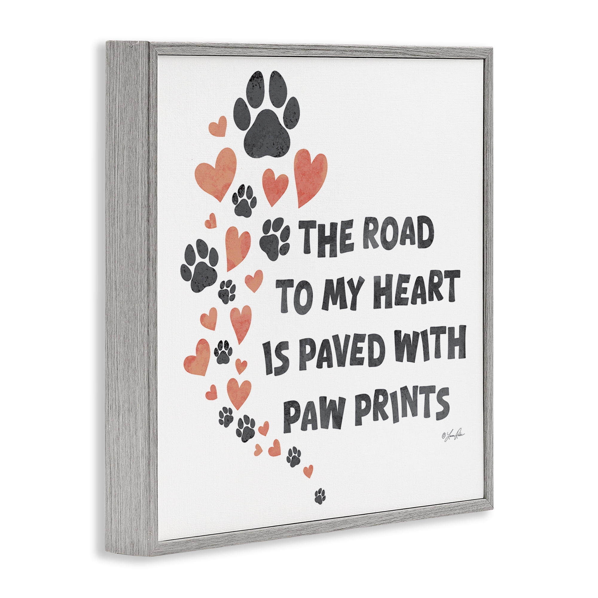 Stupell Industries Road To My Heart Typography Painting Gray Framed Art Print Wall Art, 17 x 17