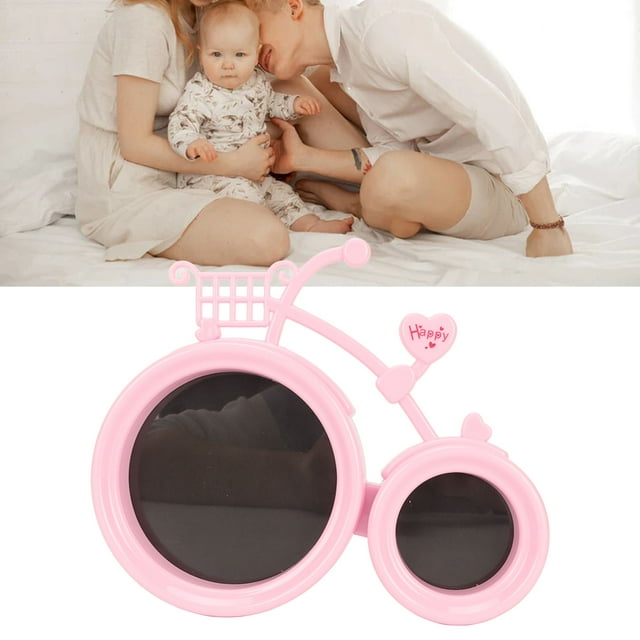 Baby Photo Frame, Bicycle Shaped Black Velvet Back Shiny Sturdy Baby Photo Frame Beautiful for Desktop Display
